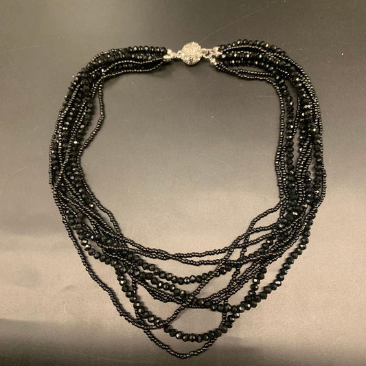 Black Multi-layer glass necklace bracelet set